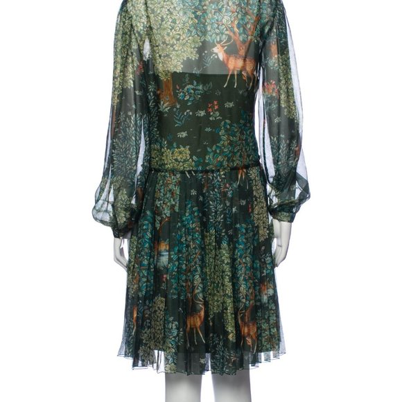 Alberta Ferretti Forest Print Silk-blend Dress size 8 - Picture 5 of 8